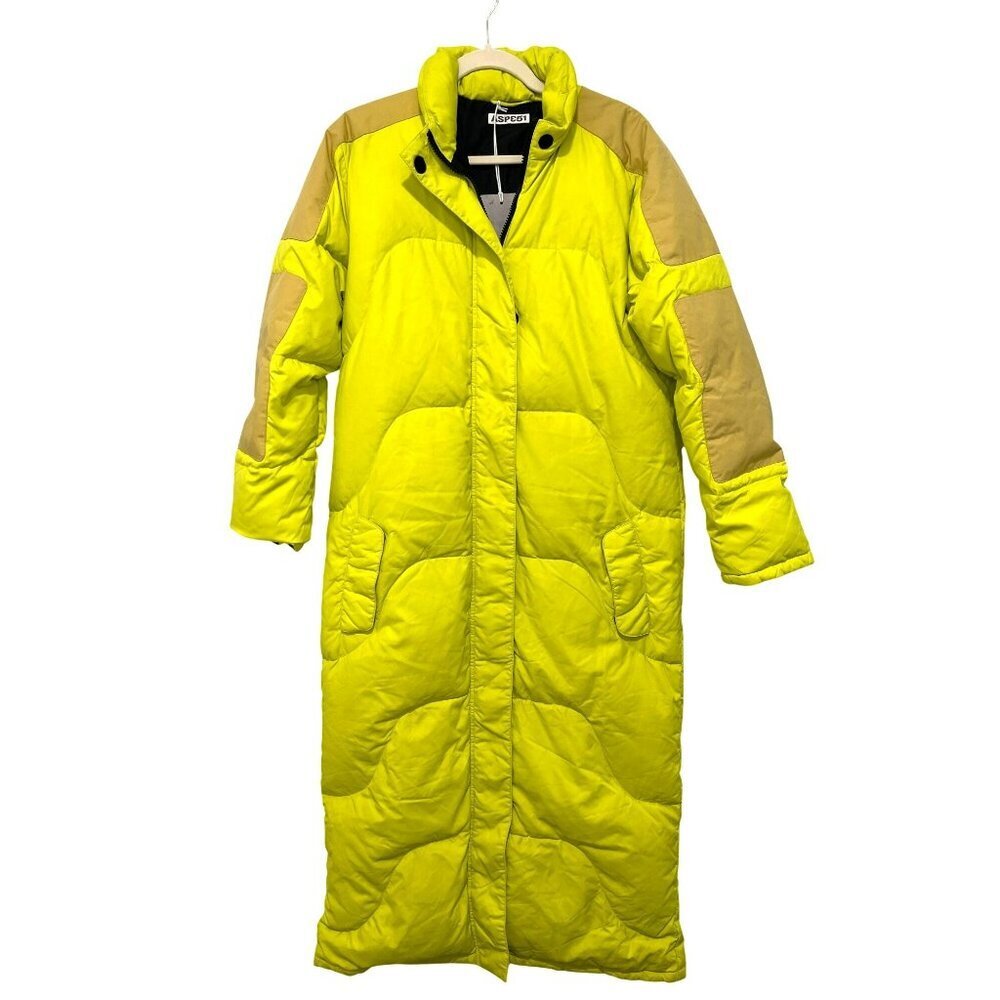 Aspesi $850 Long Nylon Puffer Coat Bright Yellow Two-Tone Winter Jacket Med New